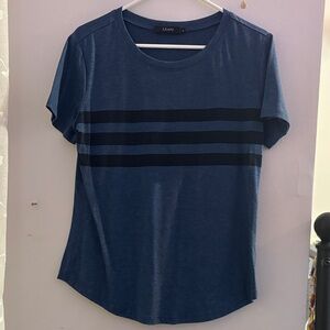 Elegant Blue and Black Striped Women's Tee